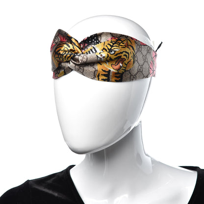 Gucci Silk Monogram Bengal Tiger Print Duchesse Headband Pink 2 of 7