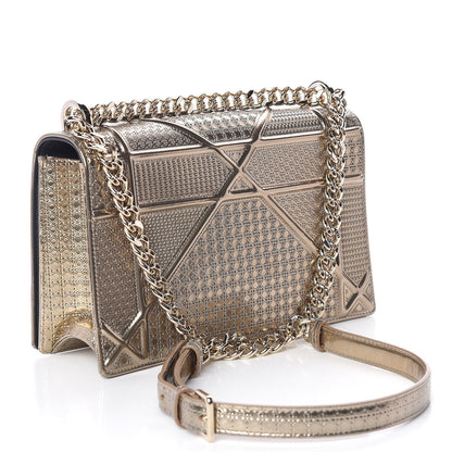 Christian Dior Metallic Patent Micro-Cannage Medium Diorama Flap Bag Gold 3 of 11