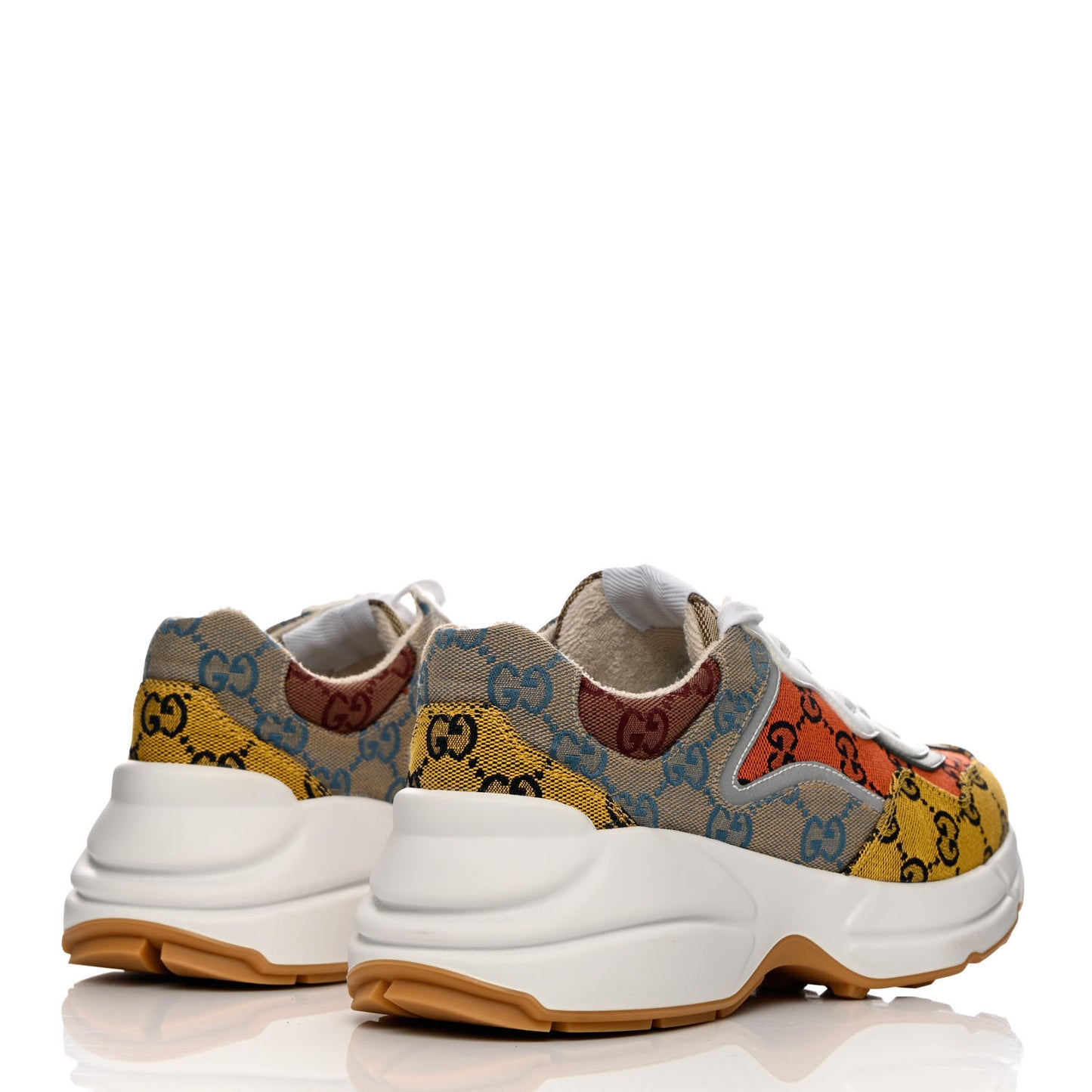 Monogram Multicolor Demetra Womens Rhyton Sneakers 38 Yellow Blue Great White Tabasco