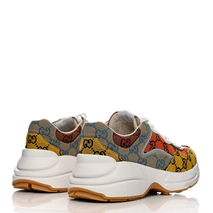 Gucci Monogram Multicolor Demetra Womens Rhyton Sneakers 38 Yellow Blue Great White Tabasco 4 of 12
