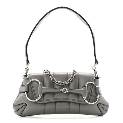 Gucci Nappa Vertical Matelasse Small Maxi Horsebit Chain Shoulder Bag Gray 1 of 14