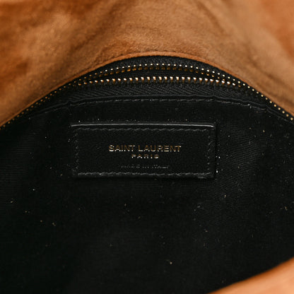 Saint Laurent Suede Calfskin Quilted Small Loulou Puffer Monogram Chain Satchel Cinnamon 6 of 10