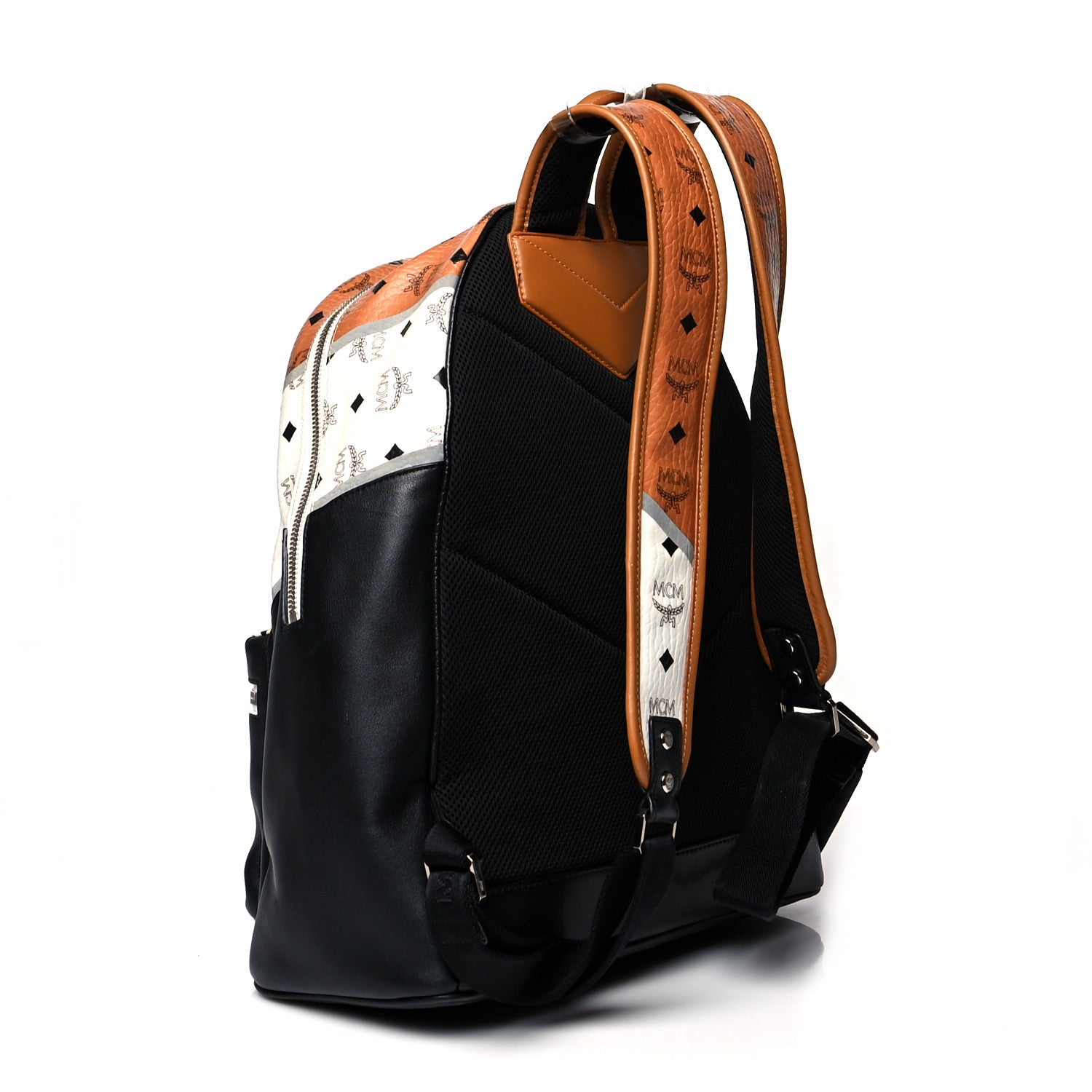 MCM Visetos Chevron Medium Colorblock Stark Backpack Cognac 3 of 12