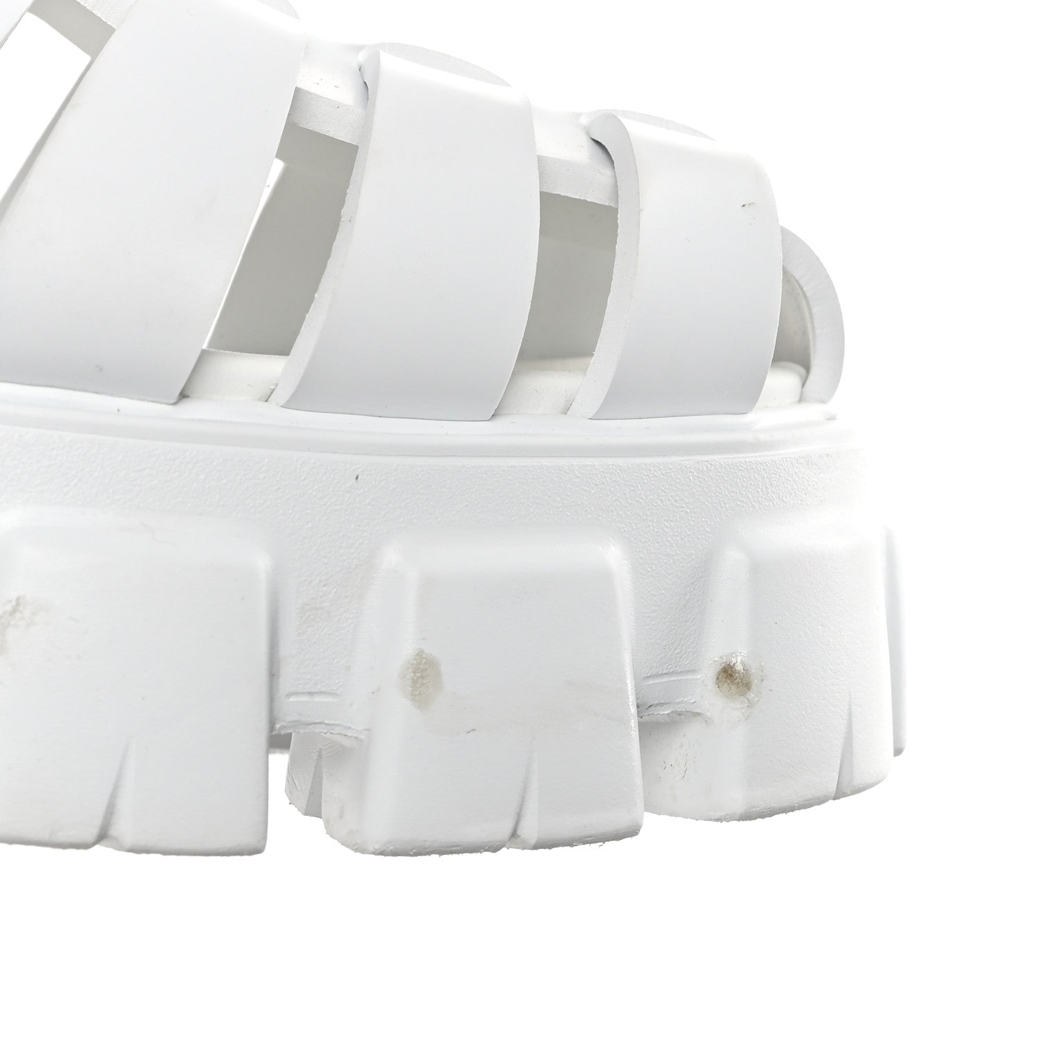 Prada Foam Rubber Metal Triangle Logo Monolith 55mm Cage Sandals 41 White 8 of 8