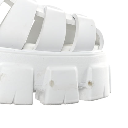 Prada Foam Rubber Metal Triangle Logo Monolith 55mm Cage Sandals 41 White 8 of 8
