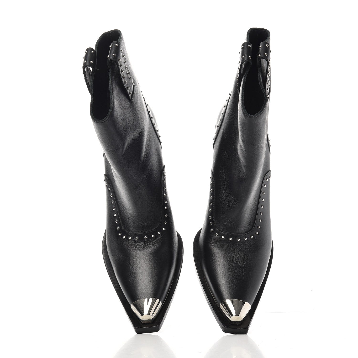 Givenchy Smooth Calfskin Studded Western Cap Toe Ankle Boots 38.5 Black 5 of 9