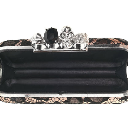 Alexander McQueen Lace Leopard Knuckle Duster Clutch Black Beige 6 of 11