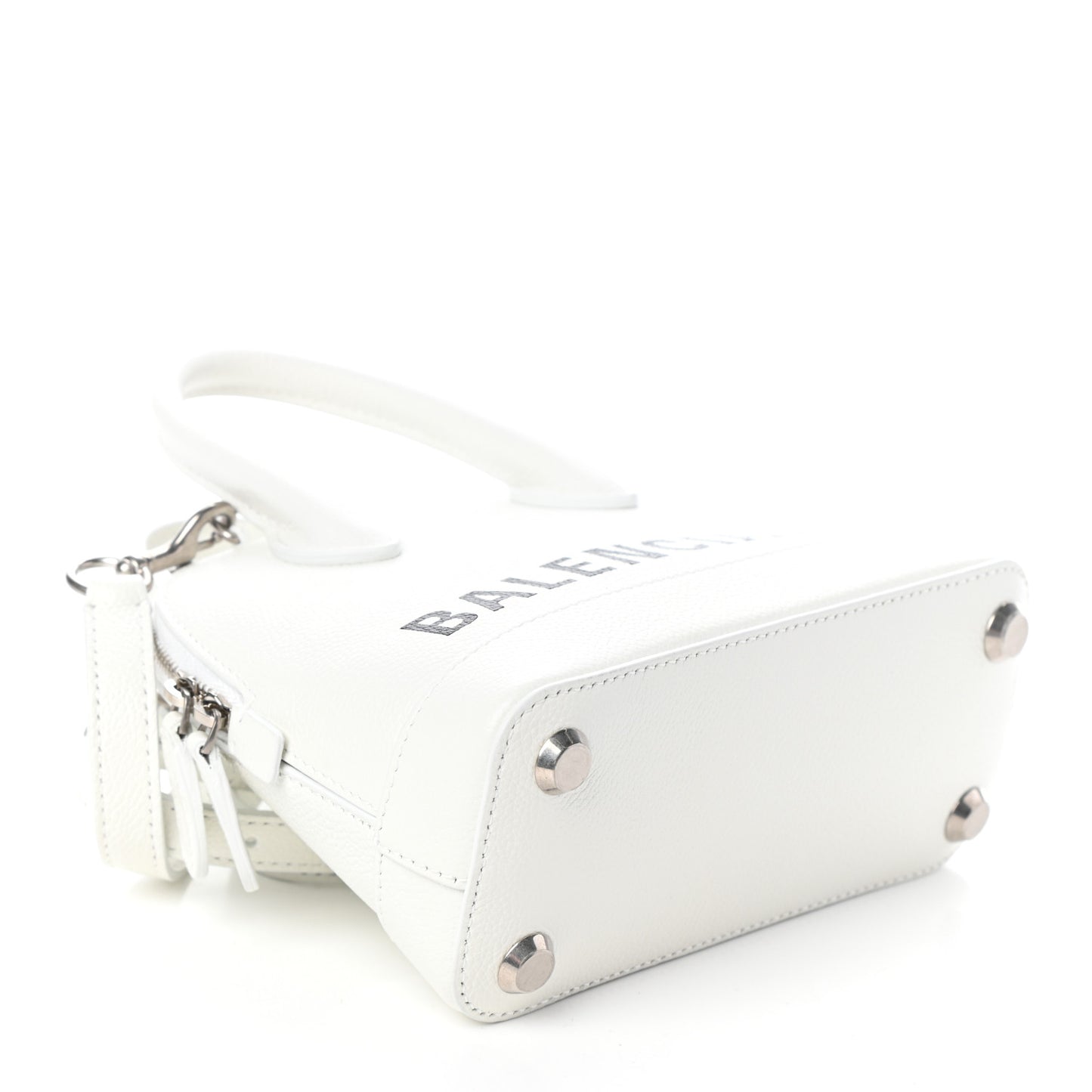 Grained Calfskin XXS Ville Top Handle Bag White Black