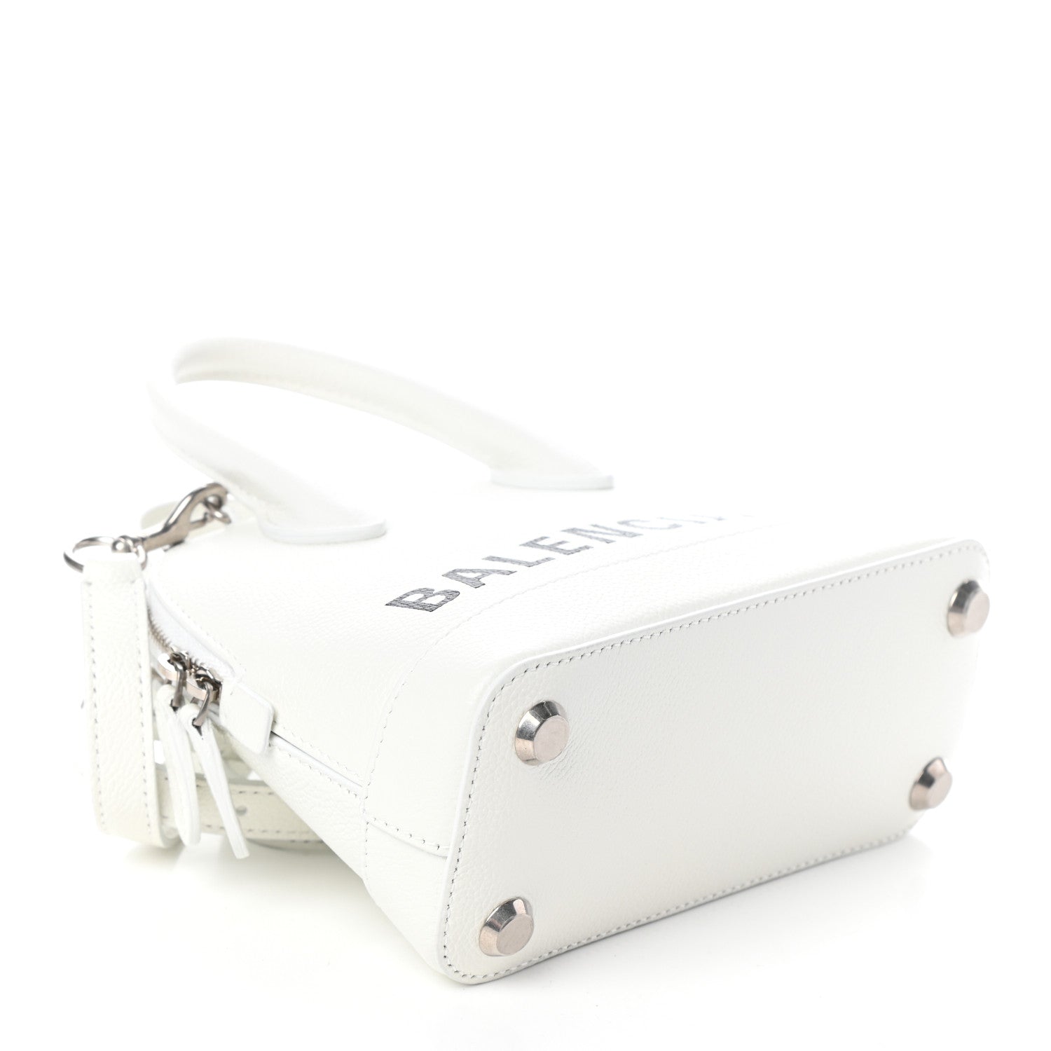 Balenciaga Grained Calfskin XXS Ville Top Handle Bag White Black 4 of 8
