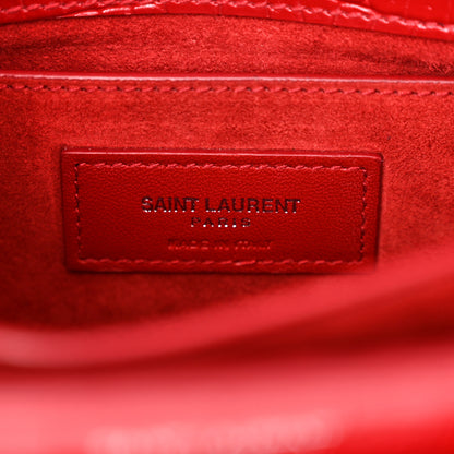 Saint Laurent Calfskin Crocodile Embossed Medium Monogram Sunset Rouge Eros 6 of 15