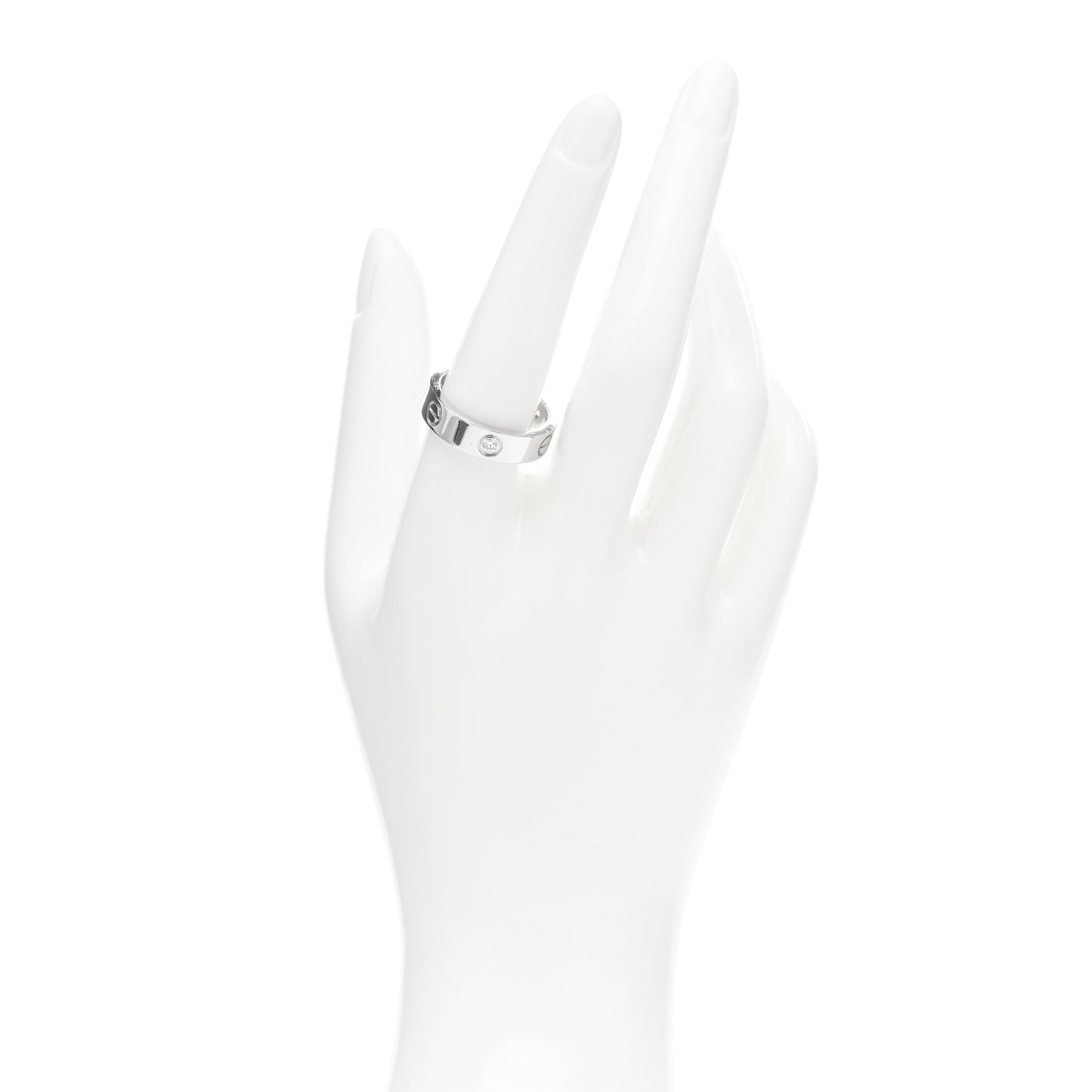 18K White Gold 3 Diamond 5.5mm LOVE Ring 59 8.75