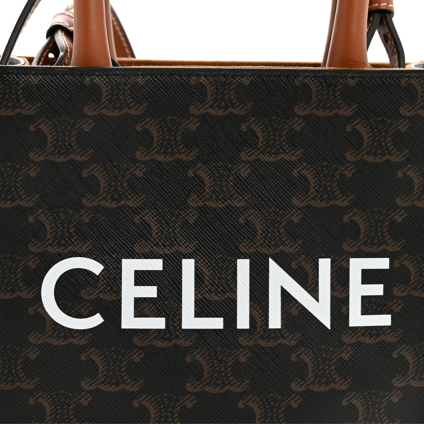 Triomphe Canvas Calfskin Mini Vertical Cabas Tan