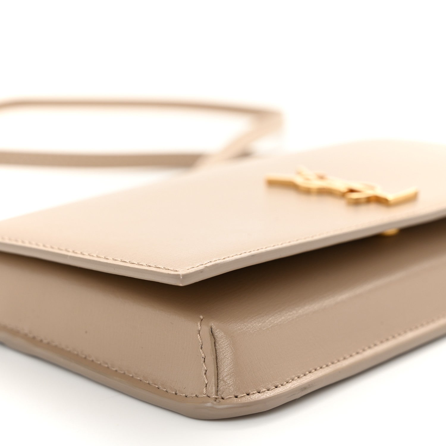Saint Laurent Grained Calfskin Monogram Phone Holder Crossbody Beige 9 of 10