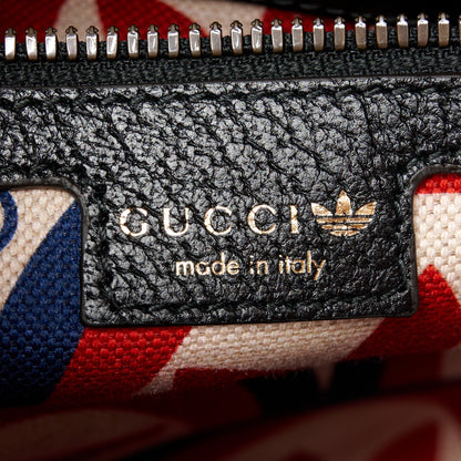 Gucci X ADIDAS Textured Dollar Calfskin Web Trefoil Logo Embossed Mini Bowling Bag Black Off White 6 of 10