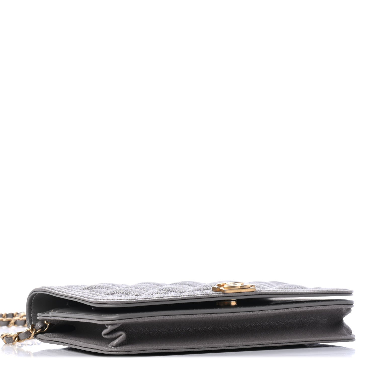 Chanel Caviar Quilted Boy Wallet On Chain WOC Grey 3 of 4