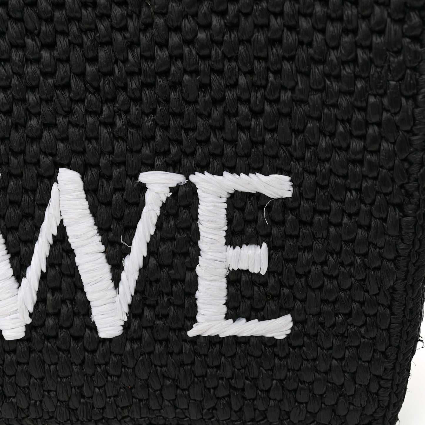Raffia Medium Paula's Ibiza Logo Tote Black White