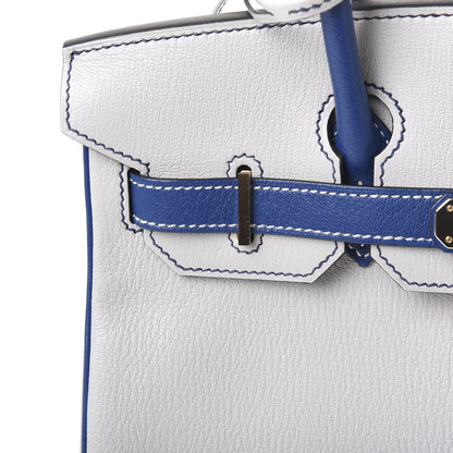 Hermes Chevre Mysore Bi-Color Horseshoe Birkin 30 Gris Perle Bleu Electrique 13 of 14