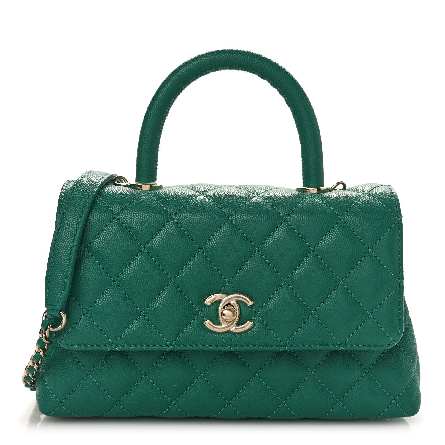 Chanel Caviar Quilted Mini Coco Handle Flap Green 1 of 9