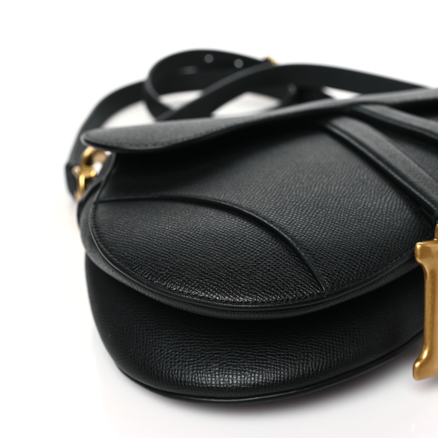 Christian Dior Grained Calfskin Saddle Bag With Strap Black 10 of 11