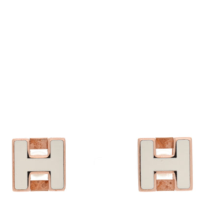 Hermes Rose Gold Lacquered Cage d'H Earrings White 1 of 5