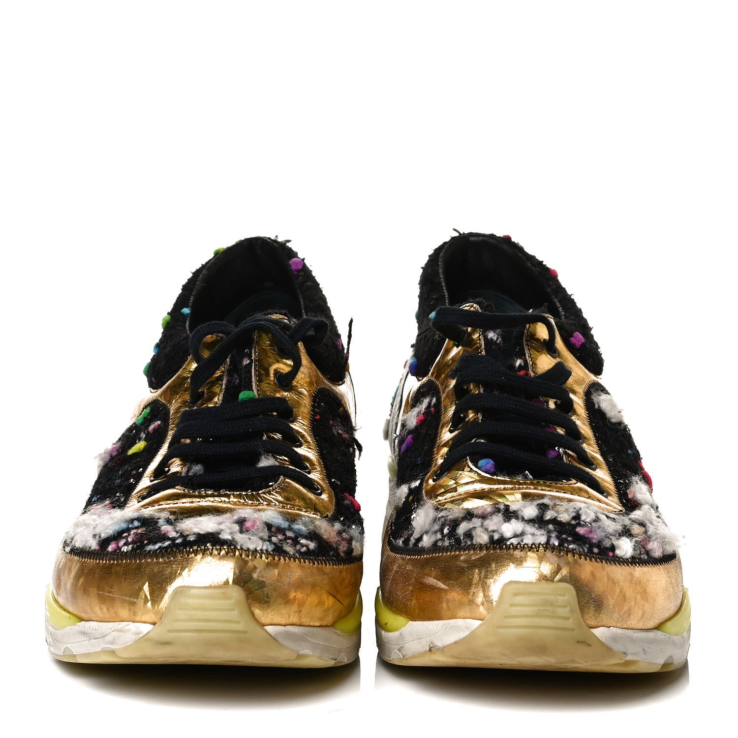 Chanel Tweed Lambskin Runway Sneakers 40 Black Multicolor 2 of 15