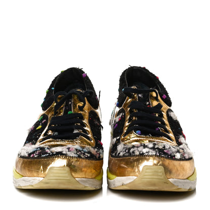 Chanel Tweed Lambskin Runway Sneakers 40 Black Multicolor 2 of 15