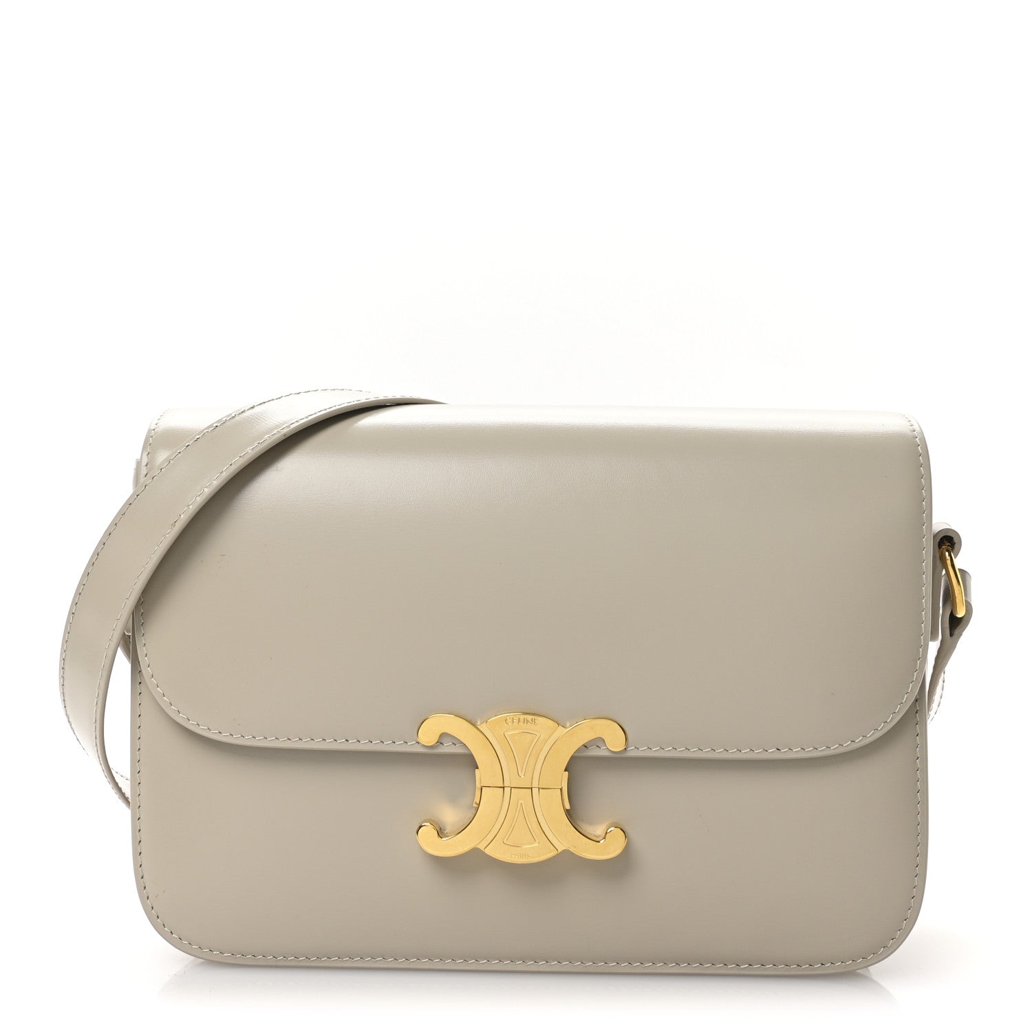 Celine Shiny Calfskin Medium Triomphe Nude 1 of 13