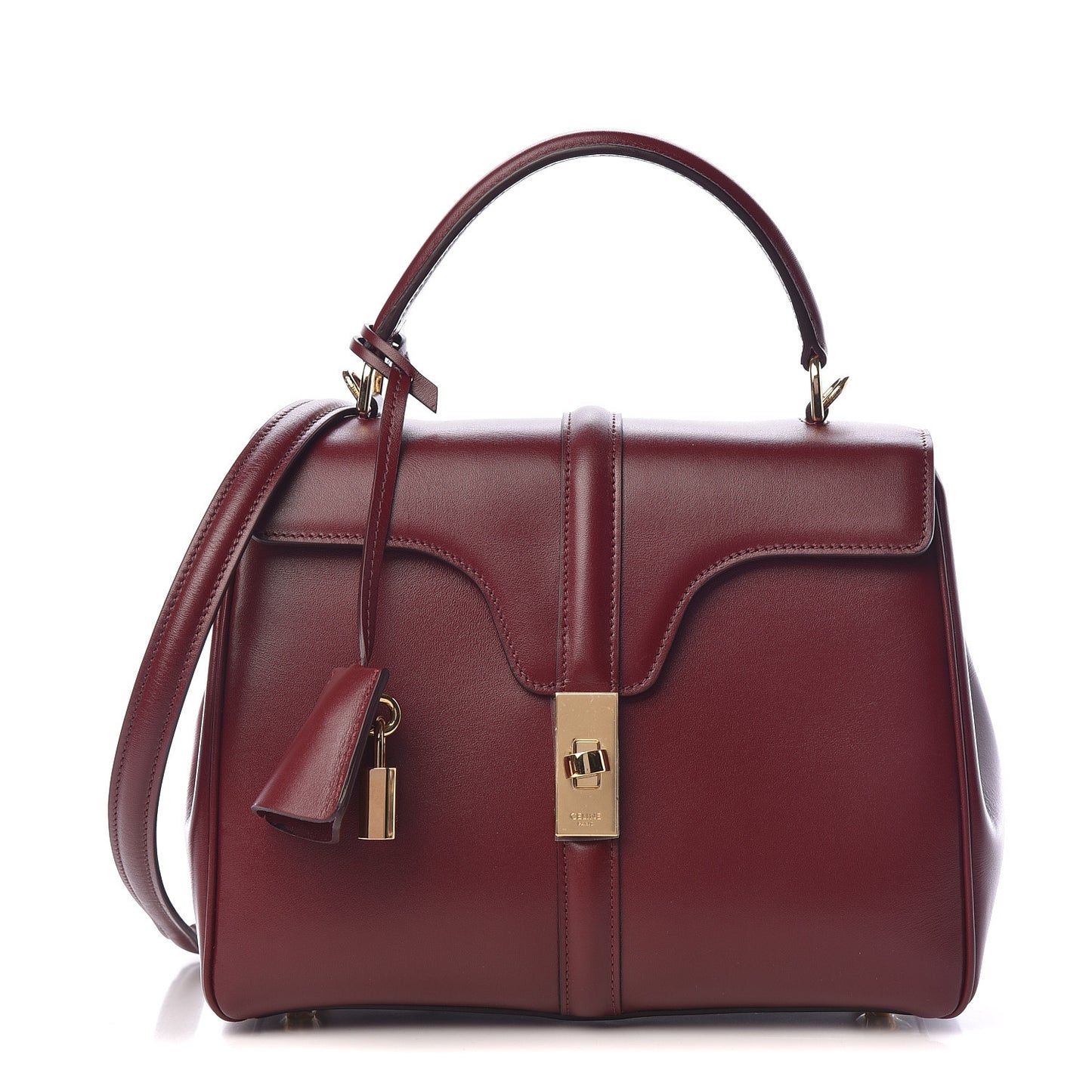 Satinated Calfskin Small 16 Top Handle Bag Light Burgundy