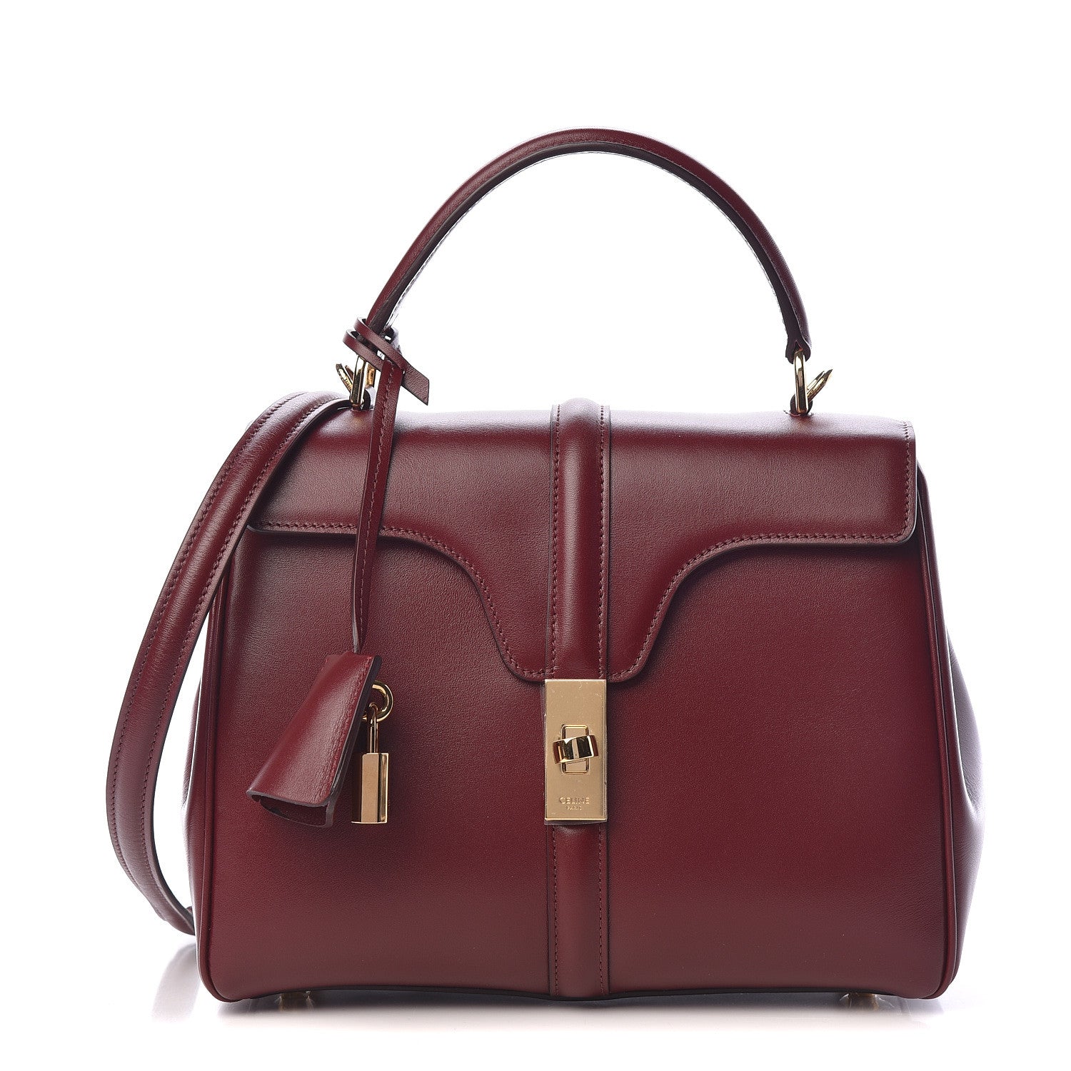 Celine Satinated Calfskin Small 16 Top Handle Bag Light Burgundy 1 of 12