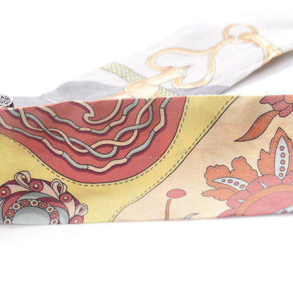 Hermes Silk Festival des Amazones Twilly Gris Jaune Corail 7 of 8
