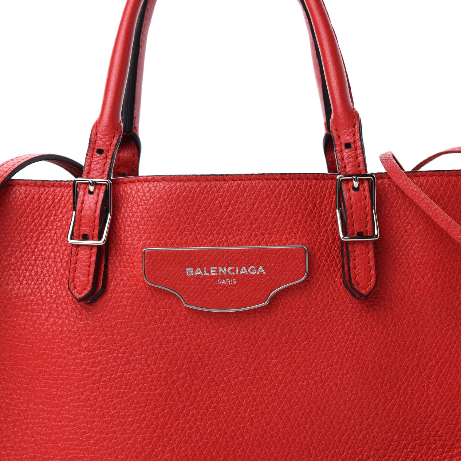 Balenciaga Grained Calfskin Plate Hardware Papier A6 Zip Around Tote Rouge Houx 10 of 10