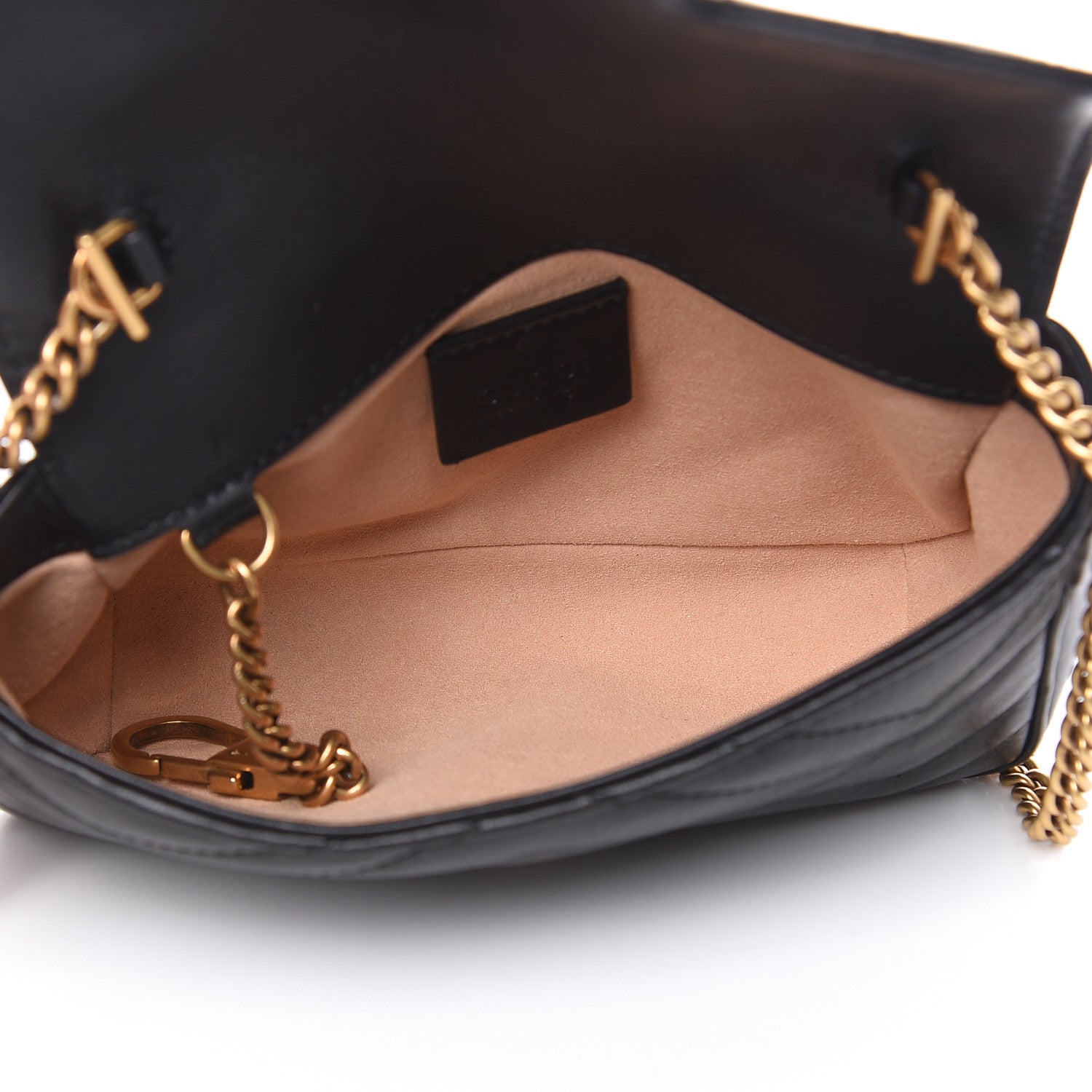 Gucci Calfskin Matelasse Super Mini GG Marmont Shoulder Bag Black 5 of 12