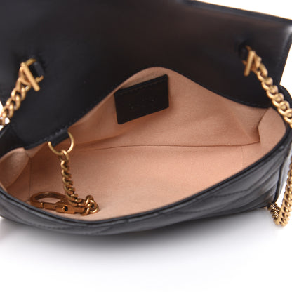 Gucci Calfskin Matelasse Super Mini GG Marmont Shoulder Bag Black 5 of 12