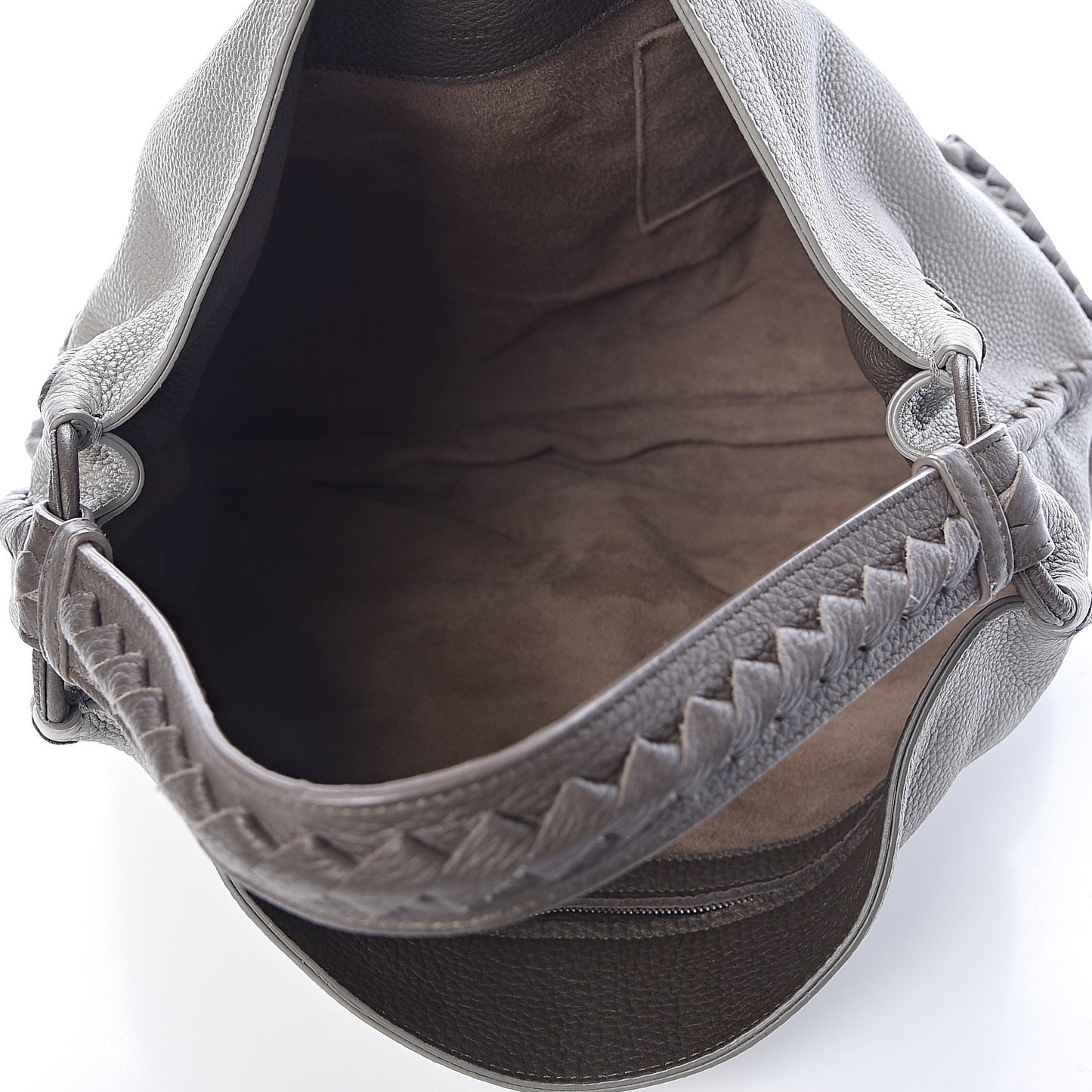 Washed Cervo Deerskin Shoulder Bag Dark Cement New Steel