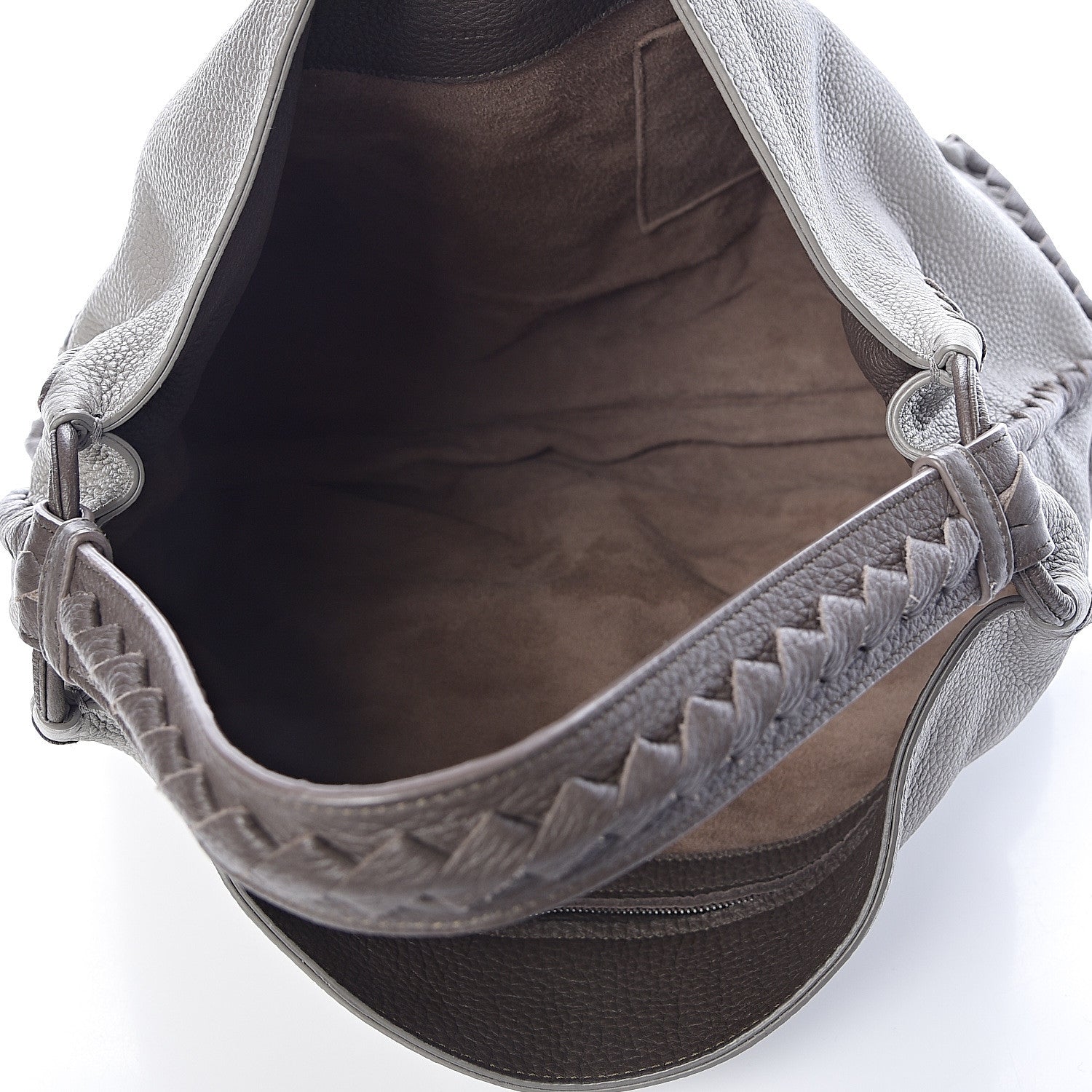 Bottega Veneta Washed Cervo Deerskin Shoulder Bag Dark Cement New Steel 5 of 9