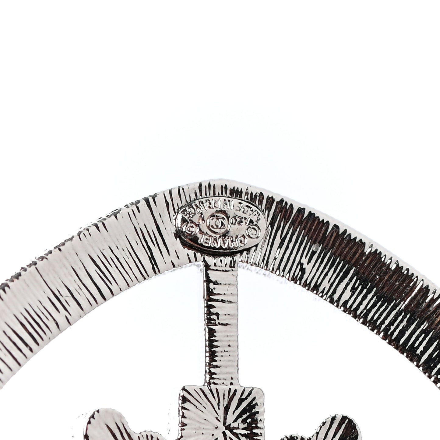 Swarovski Baguette Crystal CC Shield Brooch Silver