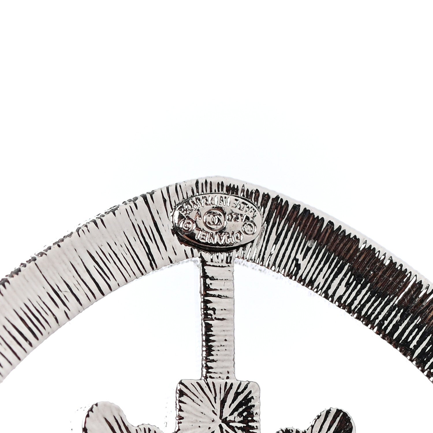 Chanel Swarovski Baguette Crystal CC Shield Brooch Silver 4 of 4