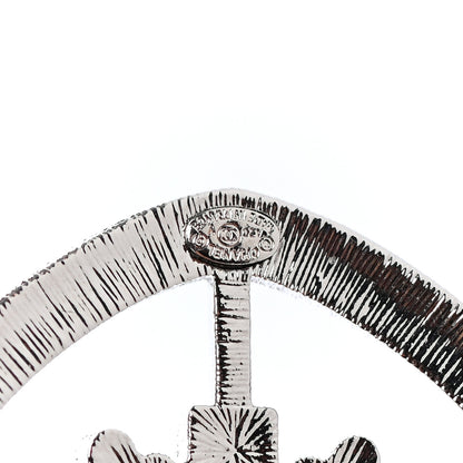 Chanel Swarovski Baguette Crystal CC Shield Brooch Silver 4 of 4