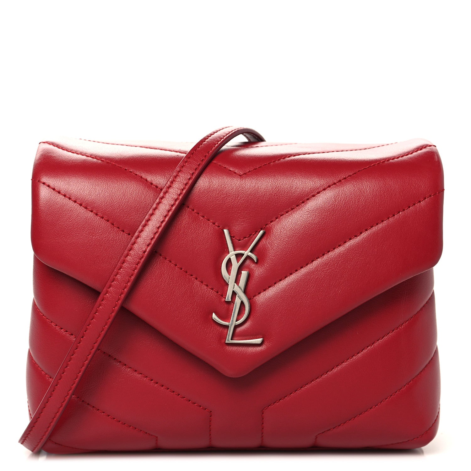 Saint Laurent Calfskin Y Quilted Monogram Toy Loulou Crossbody Bag New Lipstick 1 of 11