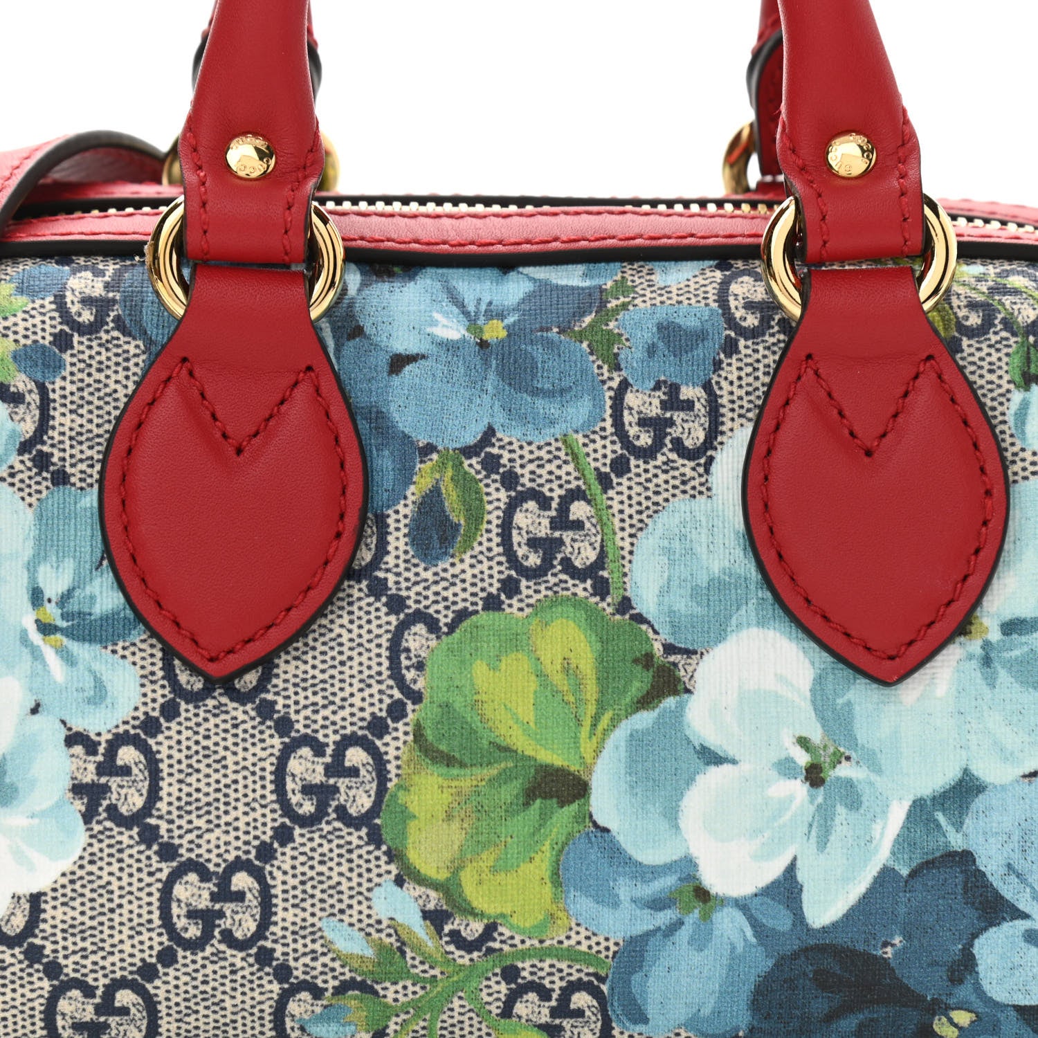 Gucci GG Supreme Monogram Blooms Mini Boston Navy Blue Hibiscus 9 of 13