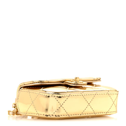 Chanel Mirror Metallic Calfskin Quilted Mini Top Handle Flap Gold 4 of 11