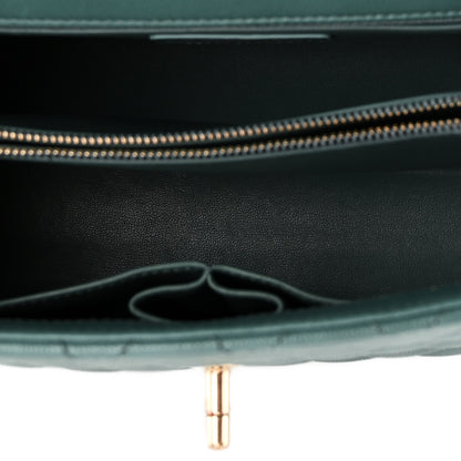Chanel Caviar Quilted Lizard Embossed Small Coco Handle Flap Green 6 of 11