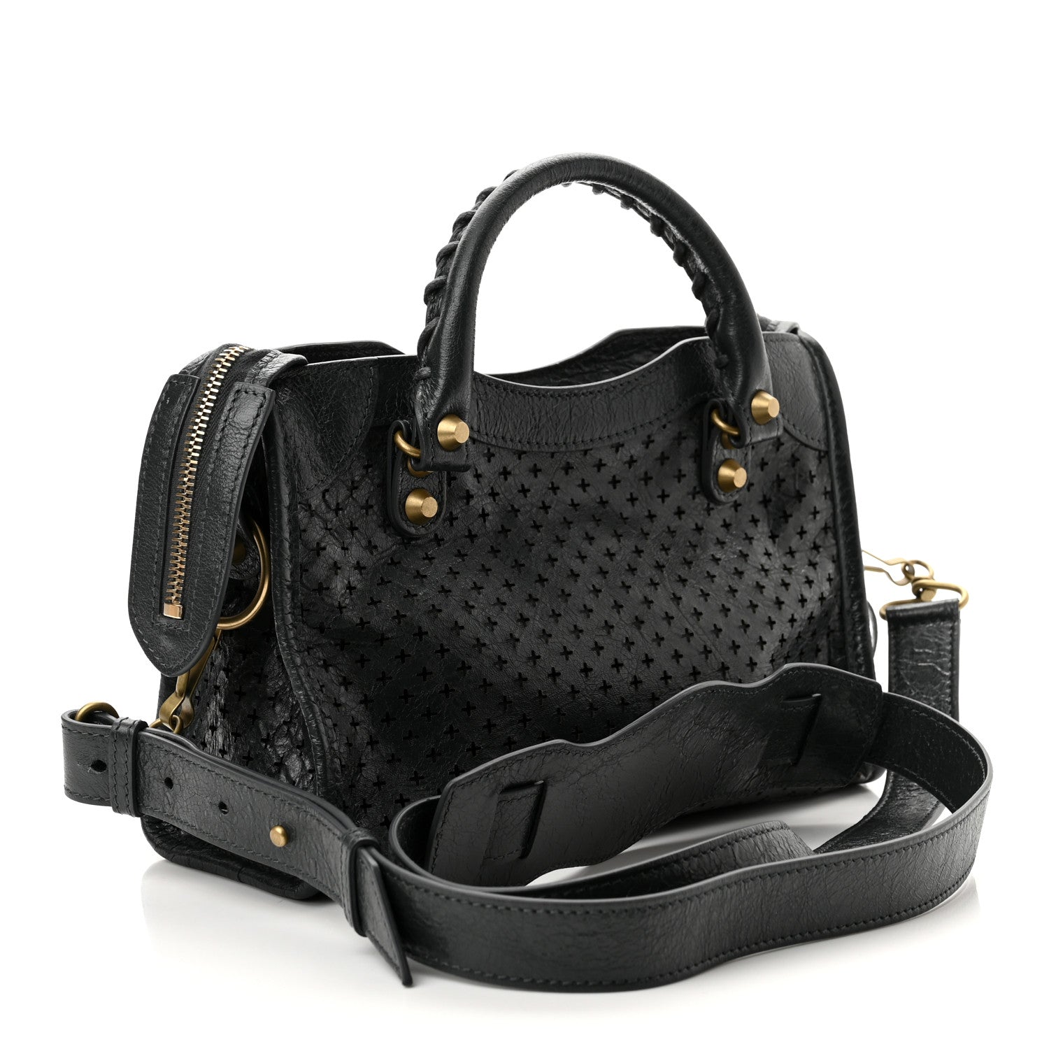Balenciaga Agneau Stadio Laser Cut Cross Classic Gold Hardware Mini City Anthracite 3 of 10