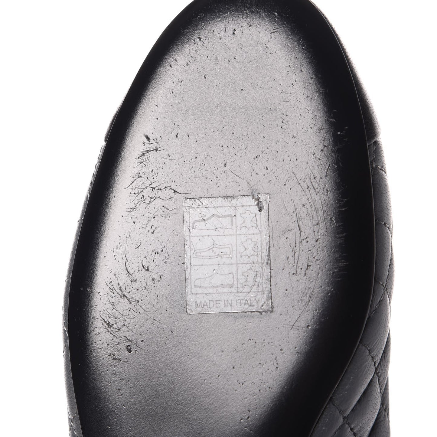 Lambskin Quilted CC Cap Toe Ballerina Flats 36 Grey Black