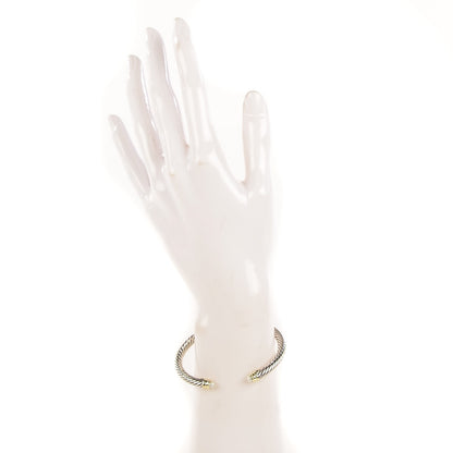 David Yurman Sterling Silver 14K Yellow Gold Pearl 5mm Cable Classics Bracelet 2 of 6