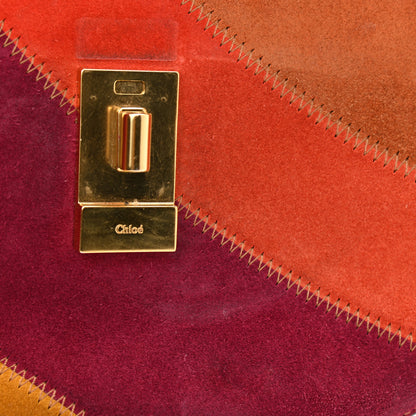 Chloe Calfskin Suede Rainbow Patchwork Drew Shoulder Bag Caramel 11 of 13