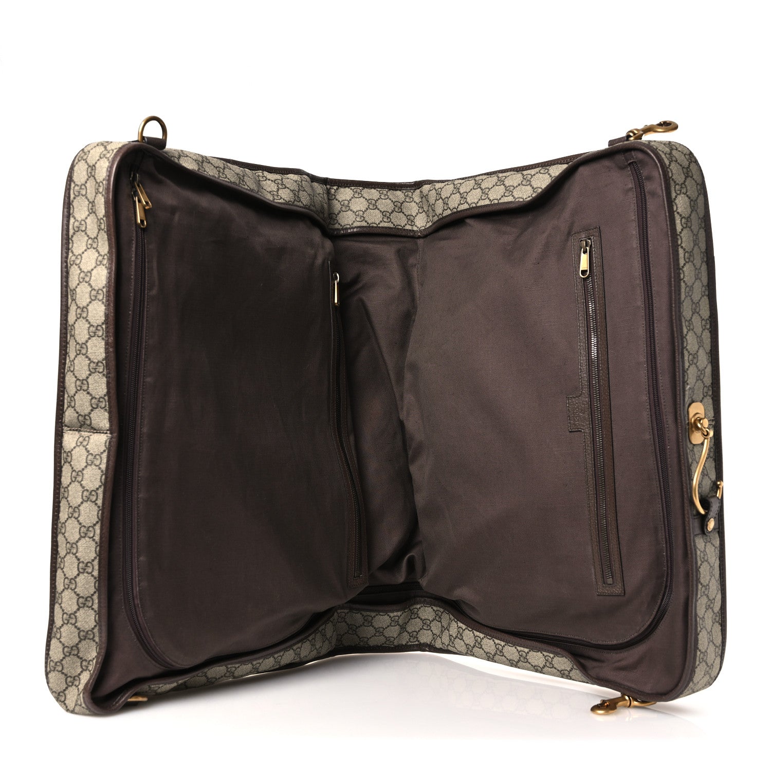 Gucci GG Supreme Monogram Textured Dollar Calfskin Web Ophidia Savoy Garment Bag Beige Ebony New Acero 4 of 12
