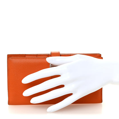 Hermes Epsom Bearn Gusset Wallet Orange 2 of 7
