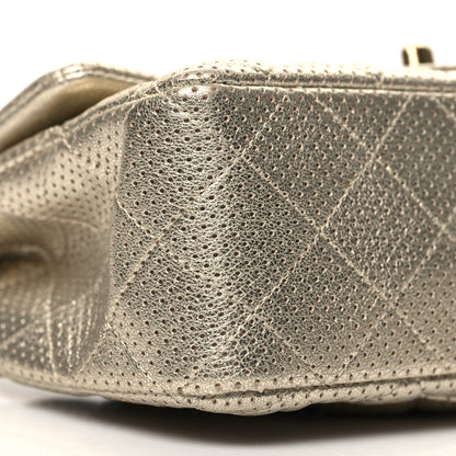 Chanel Metallic Lambskin Perforated Mini Rectangular Flap Light Gold 9 of 10