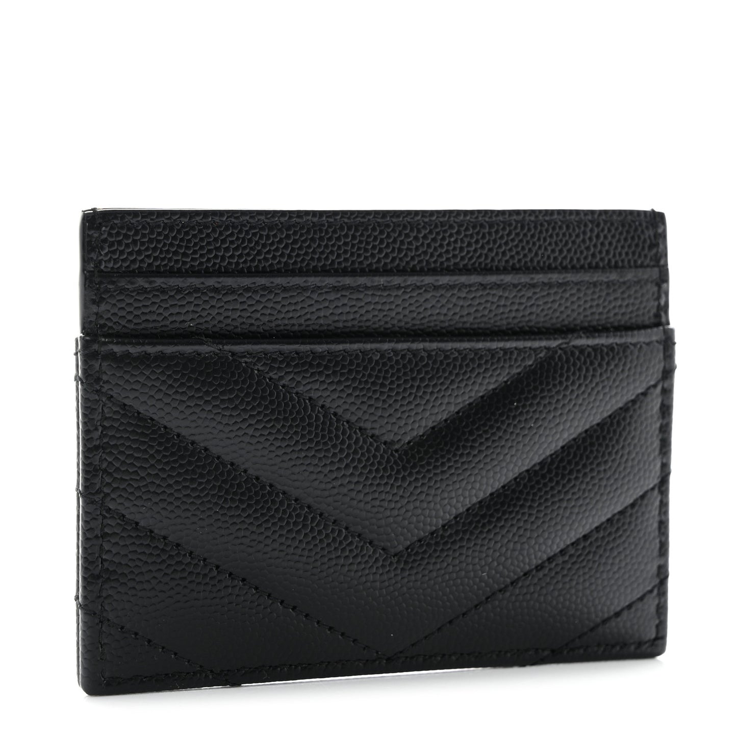 Grain De Poudre Matelasse Chevron Monochrome Monogram Credit Card Case Black